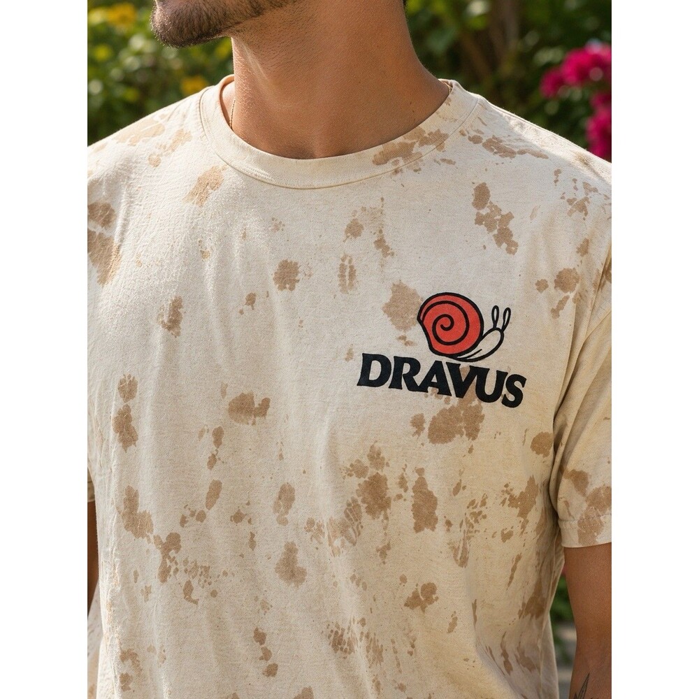 Dravus Snails Pace Mushroom Mountain Floral Tie Dye T-Shirt Medium Cream Unisex